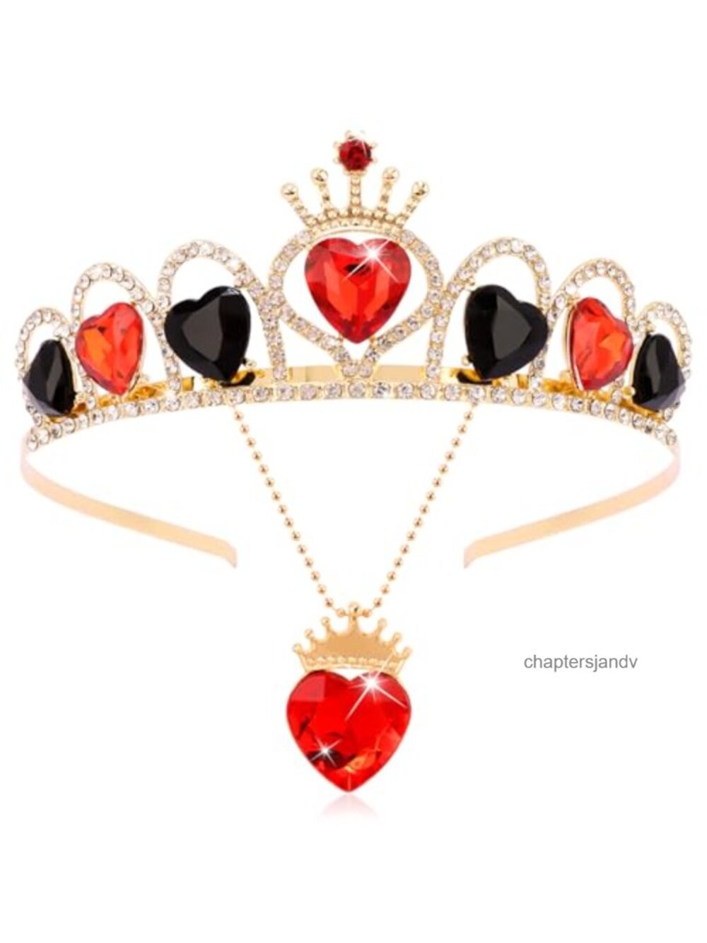 Queen of Hearts Crown and Heart Necklace Set Costume Accessories for Women